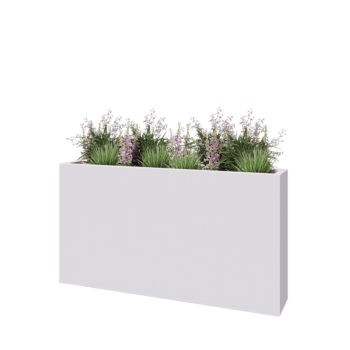 Jardinieră din fibră de sticlă - Dreptunghi - 150 x 25 x 80 cm - RAL9010 mat (alb) - Cu fund