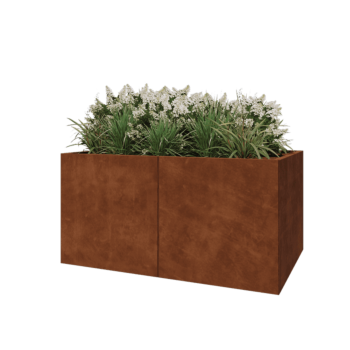 Jardinieră XXL din oțel corten - Dreptunghiular - 160 x 100 x 80 cm - Cu placă de bază