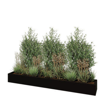 Jardinieră din fibră de sticlă - Dreptunghi - 200 x 30 x 20 cm - RAL9005 mat (negru) - Cu fund