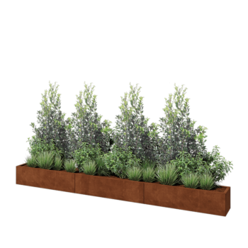 Jardinieră XXL din oțel corten - Dreptunghiular - 360 x 30 x 30 cm - Fără placă de bază
