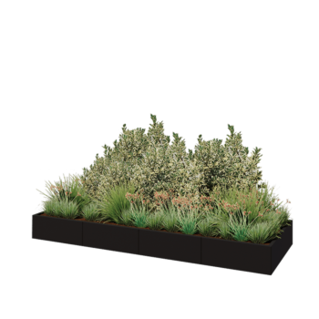 Jardinieră XXL din oțel - Dreptunghiular - 320 x 100 x 30 cm - RAL9005 mat (negru) - Fără placă de bază