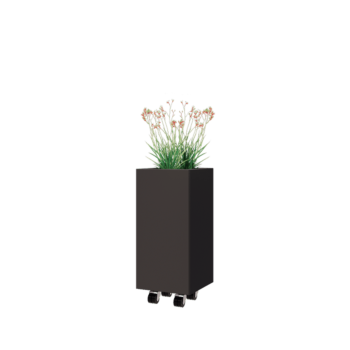Jardinieră din oțel - Pătrat - 30 x 30 x 60 cm - Altă culoare RAL - Cu placă de bază - Cu roți
