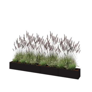 Jardinieră XXL din oțel - Dreptunghiular - 320 x 30 x 30 cm - RAL9005 mat (negru) - Fără placă de bază