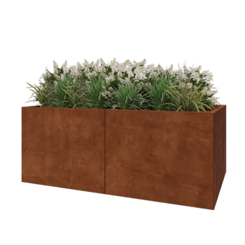 Jardinieră XXL din oțel corten - Dreptunghiular - 200 x 120 x 80 cm - Cu placă de bază