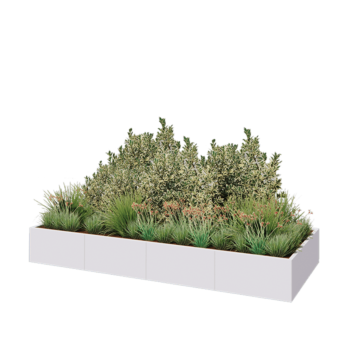 Jardinieră XXL din oțel - Dreptunghiular - 320 x 120 x 40 cm - RAL9010 mat (alb) - Fără placă de bază