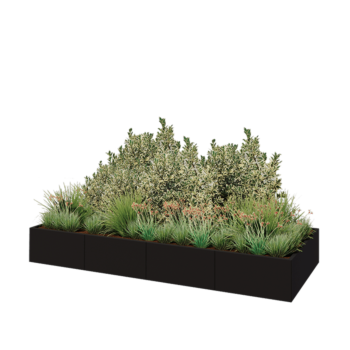 Jardinieră XXL din oțel - Dreptunghiular - 320 x 120 x 40 cm - RAL9005 mat (negru) - Fără placă de bază