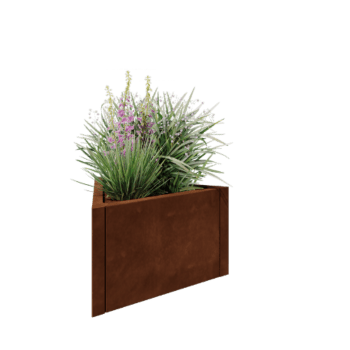 Jardinieră din oțel corten - Triunghiular echilateral - 70,6 x 61 x 40 cm - Fără placă de bază