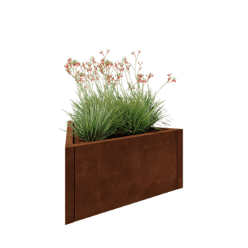 Jardinieră din oțel corten - Triunghiular echilateral - 90,6 x 78,3 x 40 cm - Fără placă de bază