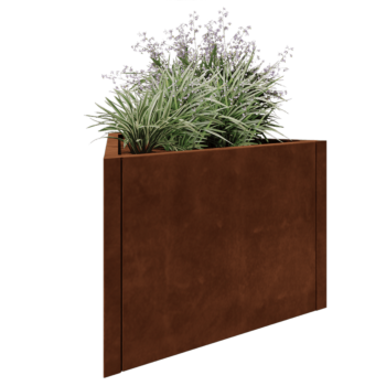 Jardinieră din oțel corten - Triunghiular echilateral - 90,6 x 78,3 x 60 cm - Fără placă de bază
