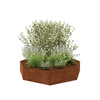 Jardinieră din oțel corten - Octagonal - 241,4 x 241,4 x 40 cm - Fără placă de bază