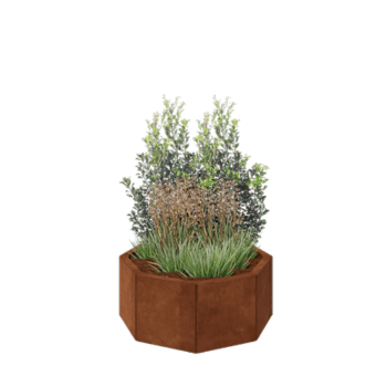 Jardinieră din oțel corten - Octagonal - 72,4 x 72,4 x 30 cm - Fără placă de bază