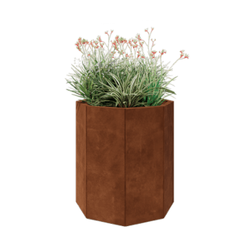 Jardinieră din oțel corten - Octagonal - 72,4 x 72,4 x 80 cm - Cu placă de bază