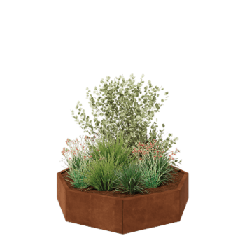 Jardinieră din oțel corten - Octagonal - 144,9 x 144,9 x 30 cm - Fără placă de bază