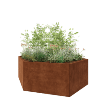Jardinieră din oțel corten - Hexagonal - 239,3 x 207,8 x 80 cm - Fără placă de bază