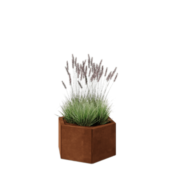 Jardinieră din oțel corten - Hexagonal - 59,3 x 52 x 30 cm - Fără placă de bază