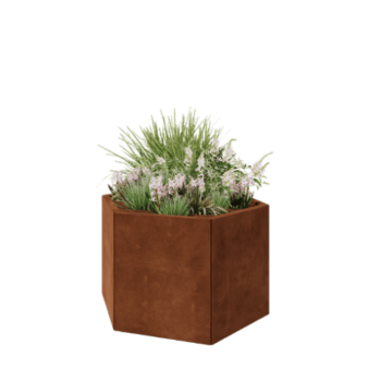 Jardinieră din oțel corten - Hexagonal - 99,3 x 86,6 x 60 cm - Fără placă de bază
