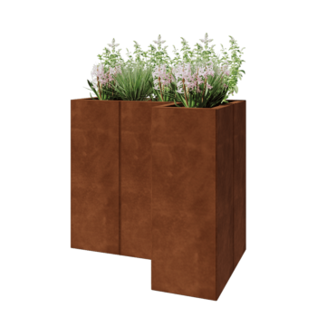 Jardinieră din oțel corten - Formă L - 90 x 60 x 80 cm - Fără placă de bază