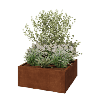 Jardinieră din oțel corten - Pătrat - 100 x 100 x 40 cm - Fără placă de bază