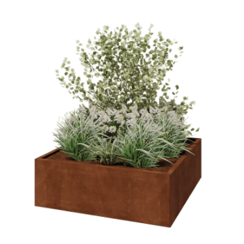 Jardinieră din oțel corten - Pătrat - 120 x 120 x 40 cm - Fără placă de bază