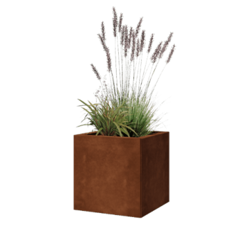 Jardinieră din oțel corten - Pătrat - 40 x 40 x 40 cm - Cu placă de bază