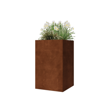 Jardinieră din oțel corten - Pătrat - 50 x 50 x 80 cm - Cu placă de bază