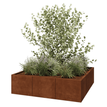 Jardinieră XXL din oțel corten - Pătrat - 150 x 150 x 40 cm - Fără placă de bază