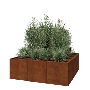 Jardinieră XXL din oțel corten - Pătrat - 150 x 150 x 50 cm - Fără placă de bază