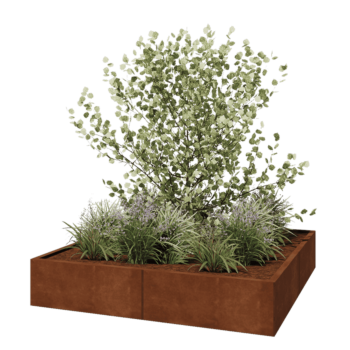 Jardinieră XXL din oțel corten - Pătrat - 160 x 160 x 30 cm - Fără placă de bază