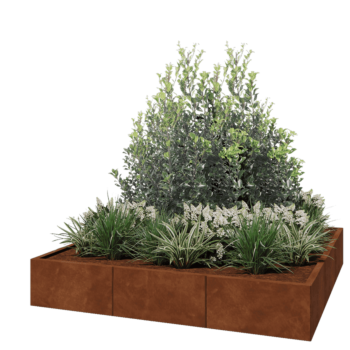 Jardinieră XXL din oțel corten - Pătrat - 180 x 180 x 30 cm - Fără placă de bază