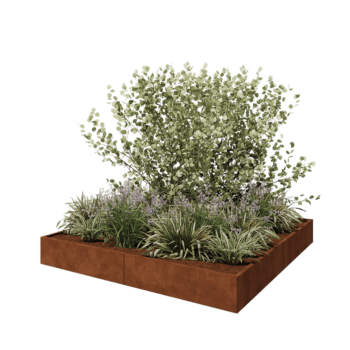 Jardinieră XXL din oțel corten - Pătrat - 240 x 240 x 30 cm - Fără placă de bază