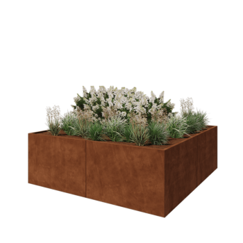 Jardinieră XXL din oțel corten - Pătrat - 240 x 240 x 80 cm - Fără placă de bază