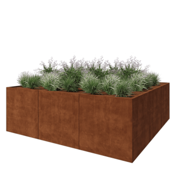 Jardinieră XXL din oțel corten - Pătrat - 300 x 300 x 100 cm - Fără placă de bază