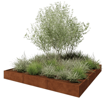 Jardinieră XXL din oțel corten - Pătrat - 300 x 300 x 30 cm - Fără placă de bază