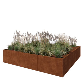 Jardinieră XXL din oțel corten - Pătrat - 300 x 300 x 60 cm - Fără placă de bază