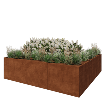 Jardinieră XXL din oțel corten - Pătrat - 300 x 300 x 80 cm - Fără placă de bază