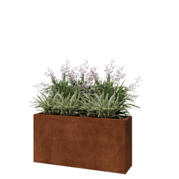Jardinieră din oțel corten - Dreptunghiular - 120 x 30 x 60 cm - Cu placă de bază