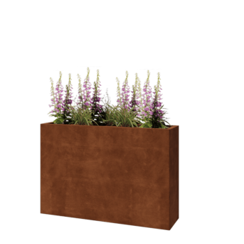 Jardinieră din oțel corten - Dreptunghiular - 120 x 30 x 80 cm - Cu placă de bază