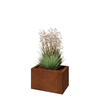 Jardinieră din oțel corten - Dreptunghiular - 50 x 30 x 30 cm - Fără placă de bază