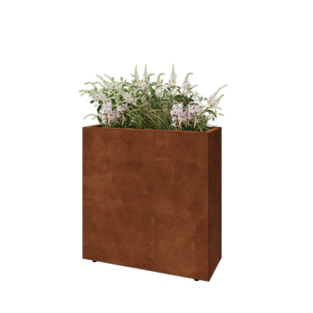 Jardinieră din oțel corten - Dreptunghiular - 80 x 30 x 80 cm - Cu placă de bază - Cu picioare