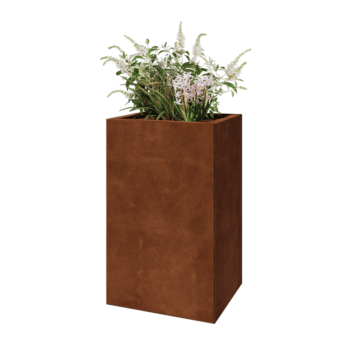 Jardinieră din oțel corten - Dreptunghiular - 50 x 40 x 80 cm - Cu placă de bază