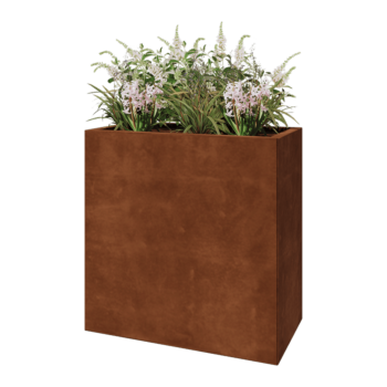 Jardinieră din oțel corten - Dreptunghiular - 80 x 40 x 80 cm - Cu placă de bază