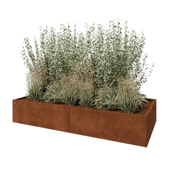 Jardinieră XXL din oțel corten - Dreptunghiular - 240 x 100 x 40 cm - Fără placă de bază