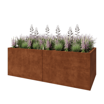 Jardinieră XXL din oțel corten - Dreptunghiular - 240 x 100 x 80 cm - Cu placă de bază