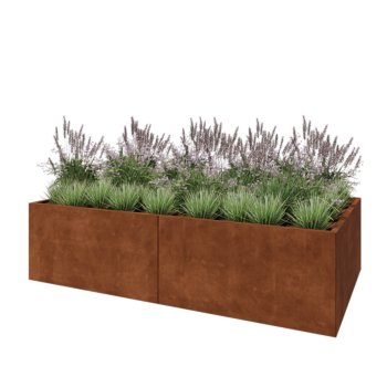 Jardinieră XXL din oțel corten - Dreptunghiular - 240 x 120 x 60 cm - Cu placă de bază