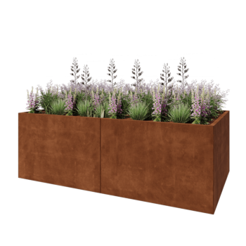 Jardinieră XXL din oțel corten - Dreptunghiular - 240 x 120 x 80 cm - Cu placă de bază