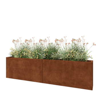 Jardinieră XXL din oțel corten - Dreptunghiular - 240 x 30 x 60 cm - Fără placă de bază