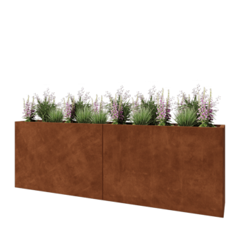 Jardinieră XXL din oțel corten - Dreptunghiular - 240 x 40 x 80 cm - Fără placă de bază