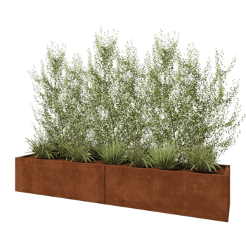 Jardinieră XXL din oțel corten - Dreptunghiular - 240 x 50 x 40 cm - Cu placă de bază