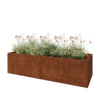 Jardinieră XXL din oțel corten - Dreptunghiular - 240 x 80 x 60 cm - Cu placă de bază
