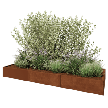 Jardinieră XXL din oțel corten - Dreptunghiular - 300 x 100 x 30 cm - Fără placă de bază